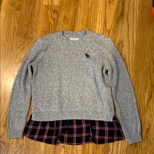 Girls Abercrombie sweater with flannel trim